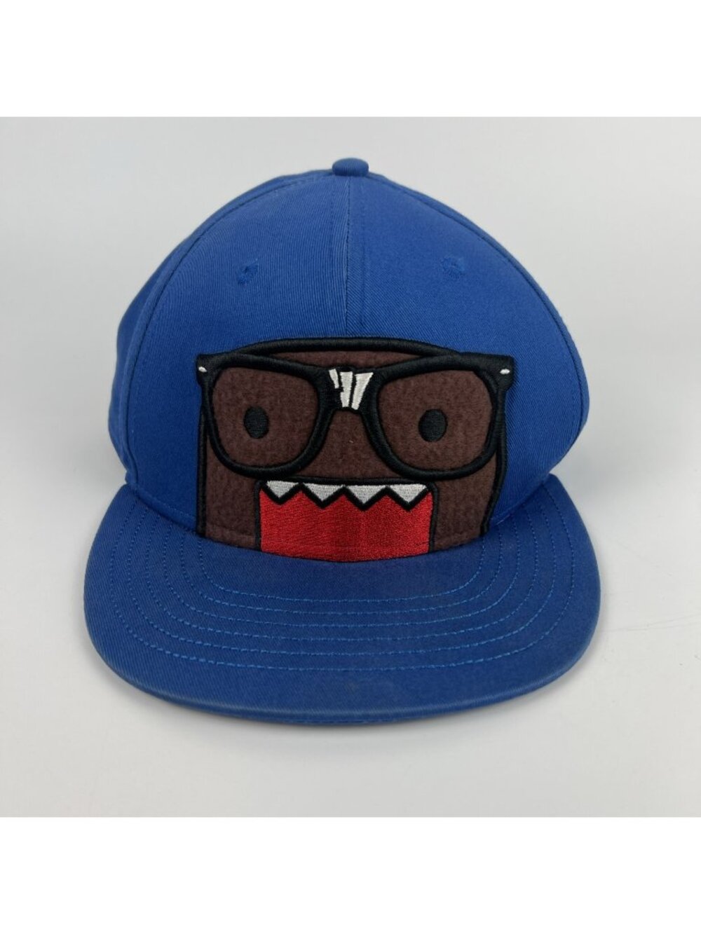 Domo Kun “I Love Nerds” Blue Fitted Hat Size M/L Anime Cap Preowned